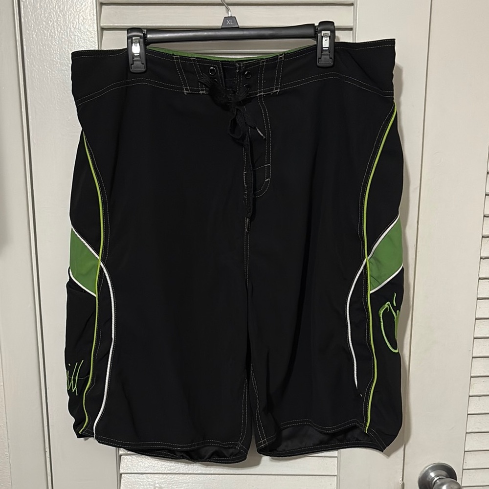 O'Neill Black and Green Dynamic Board Shorts